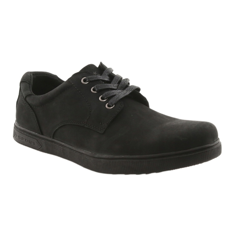 American Club Black -cycle men's leather shoes 1