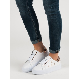 Filippo Leather Sport Shoes With Flowers white 1