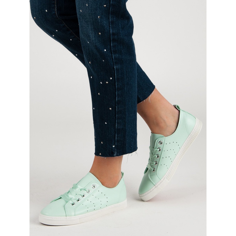 Kylie Mint Sneakers Tied With A Ribbon green 1