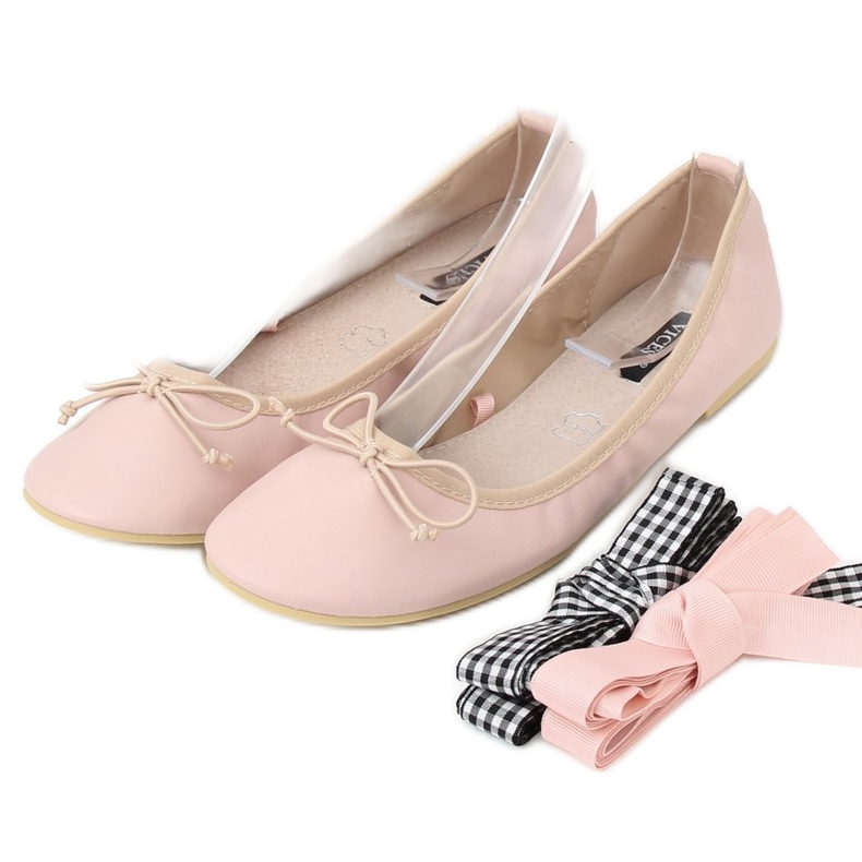 Ballerinas with double ribbon 1193 Pink 1