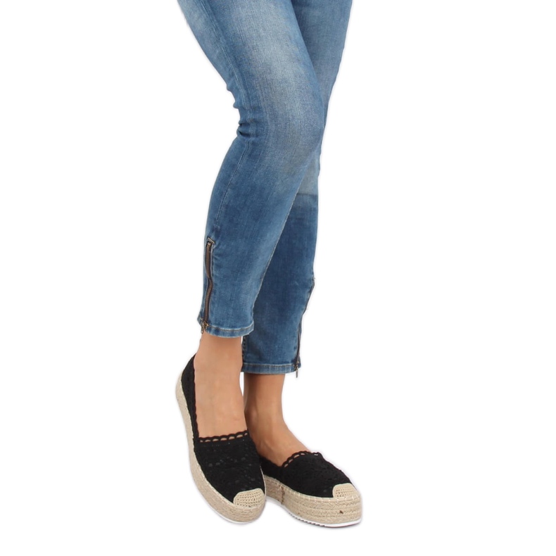 Black lace espadrilles A8692 Black 1