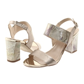 Sandals on the Gamis 3390 gold post / gasoline reptile golden 4