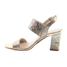 Sandals on the Gamis 3390 gold post / gasoline reptile golden 2