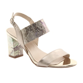 Sandals on the Gamis 3390 gold post / gasoline reptile golden 1
