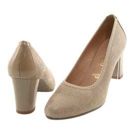 Women's leather pumps with flexible sole Arka 5137 beige 4