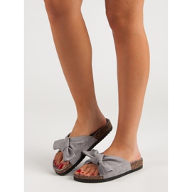VINCEZA Slippers With Bow grey 1