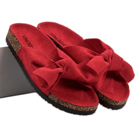 VINCEZA Slippers With Bow red 2