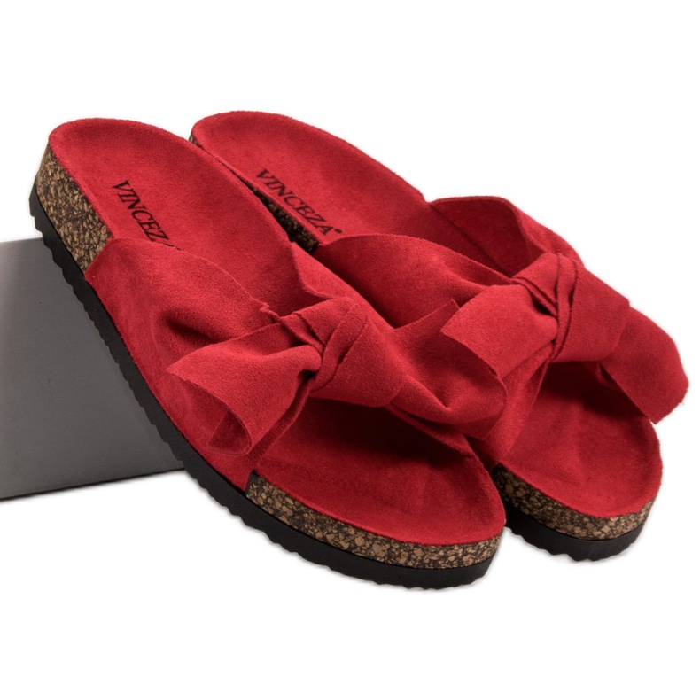 VINCEZA Slippers With Bow red 2