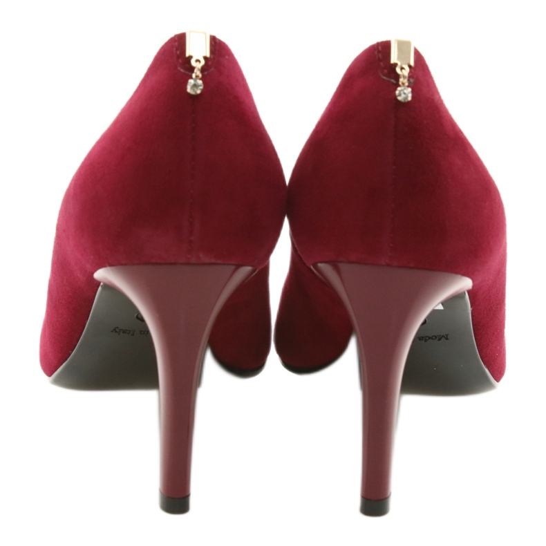 Red women's pumps SALA 7064 with decoration 6