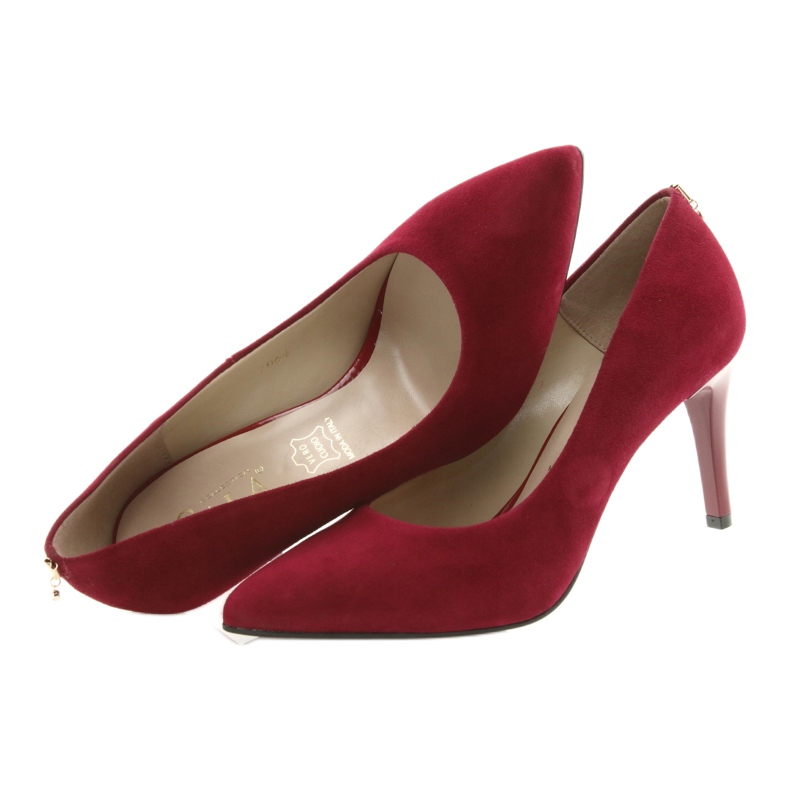 Red women's pumps SALA 7064 with decoration 5