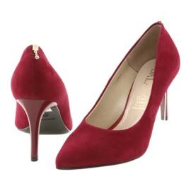 Red women's pumps SALA 7064 with decoration 4
