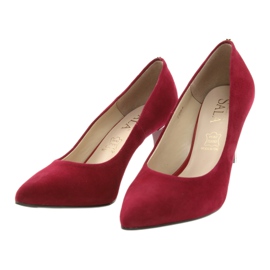 Red women's pumps SALA 7064 with decoration 3