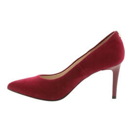 Red women's pumps SALA 7064 with decoration 2