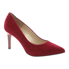 Red women's pumps SALA 7064 with decoration 1