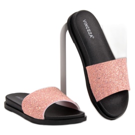 Fashionable VINCEZA glitter slippers pink 3