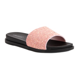 Fashionable VINCEZA glitter slippers pink 6
