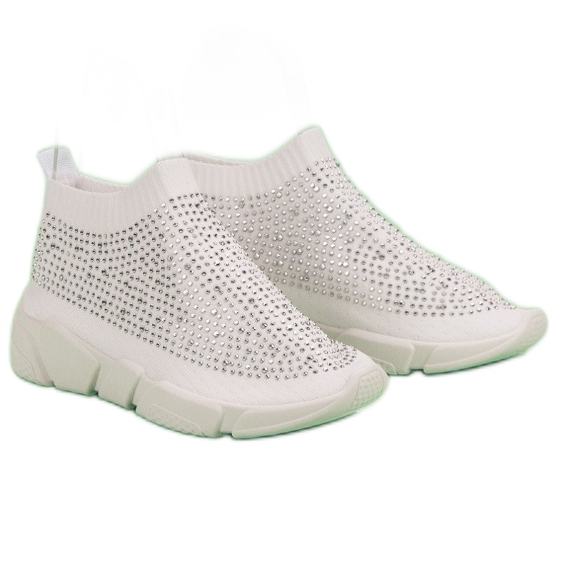 Textile Sport Shoes With Crystals white 1