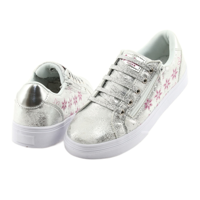 Sporty girls' American Club ES13 silver slider white grey pink 4 Sporty girls' American Club ES13 silver slider white grey pink 4