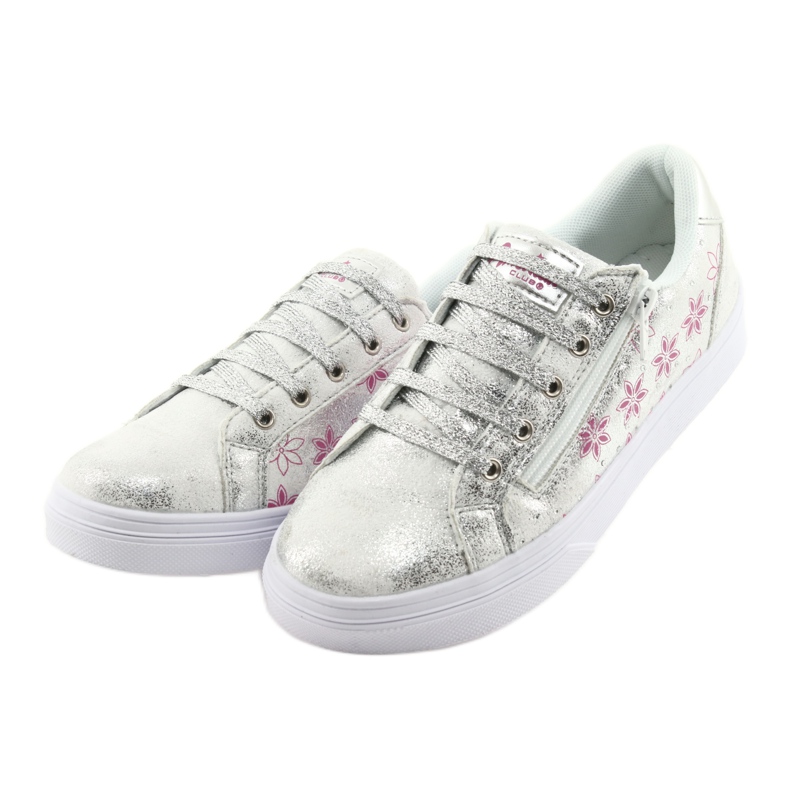 Sporty girls' American Club ES13 silver slider white grey pink 3 Sporty girls' American Club ES13 silver slider white grey pink 3