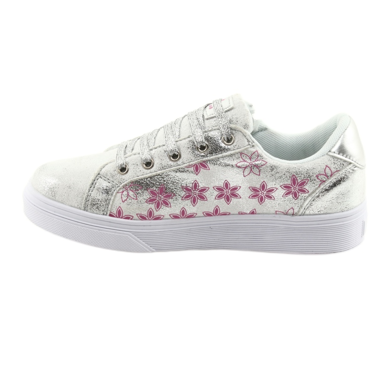 Sporty girls' American Club ES13 silver slider white grey pink 2 Sporty girls' American Club ES13 silver slider white grey pink 2