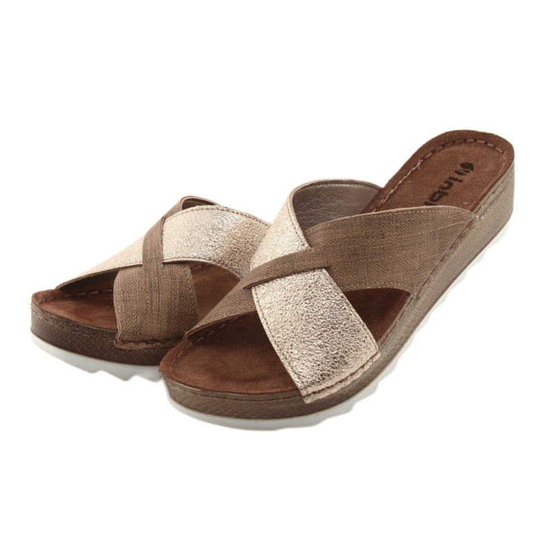 KOMFORT INBLU GX006 brown / gold slippers beige golden 3 KOMFORT INBLU GX006 brown / gold slippers beige golden 3