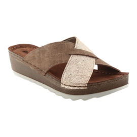 KOMFORT INBLU GX006 brown / gold slippers beige golden 1 KOMFORT INBLU GX006 brown / gold slippers beige golden 1
