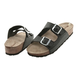 Black Inblu NM013 women's black slippers with silver particles 4