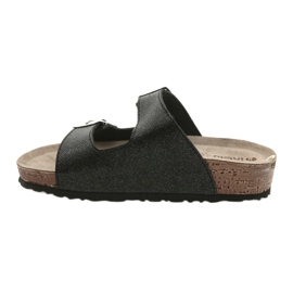 Black Inblu NM013 women's black slippers with silver particles 2