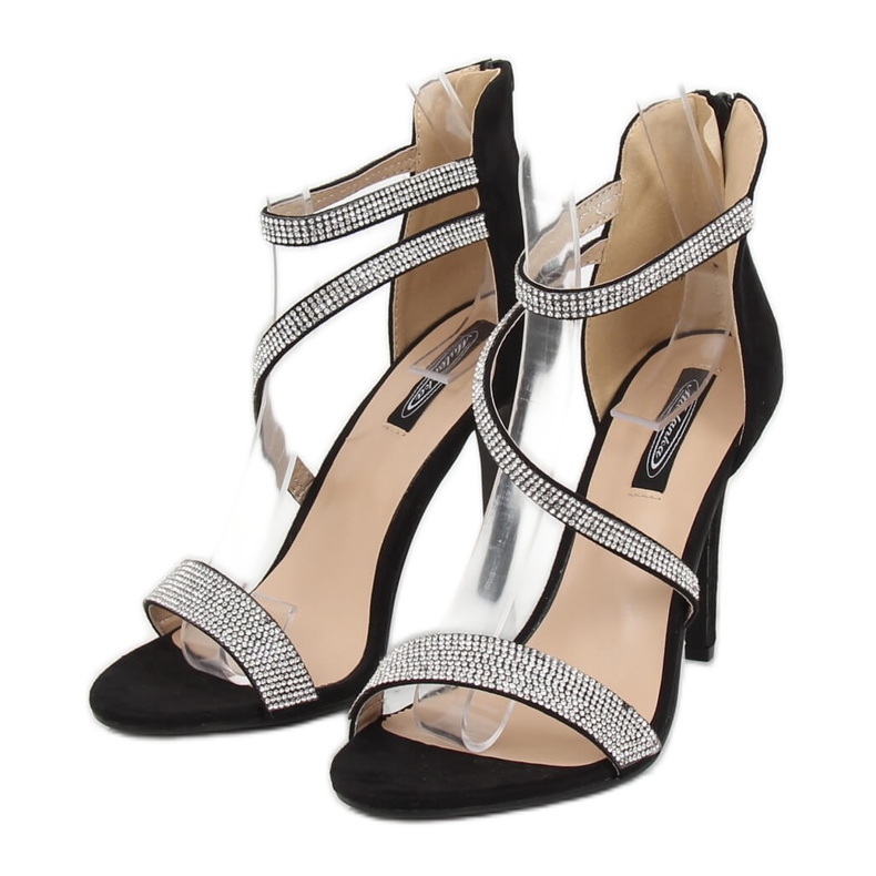 Black sandals on a high heel C-28 Black 1