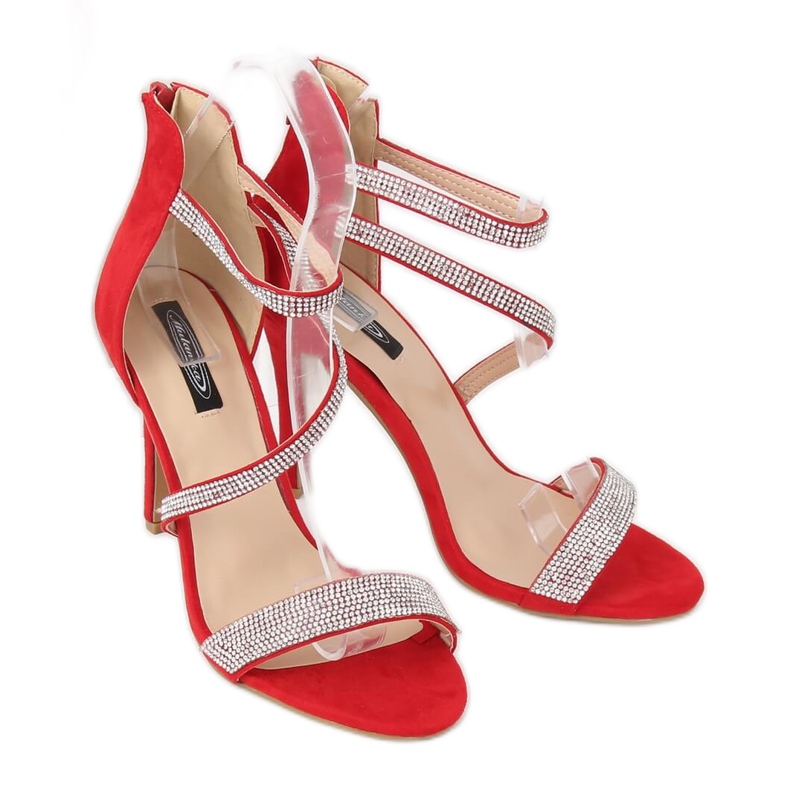 Red sandals on a high heel C-28 Red 1