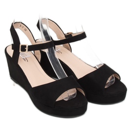 Black sandals on a low wedge heel K-7 Black 1