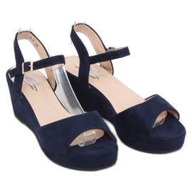 Sandals on a low wedge heel blue K-7 DK.BLUE navy blue 1 Sandals on a low wedge heel blue K-7 DK.BLUE navy blue 1