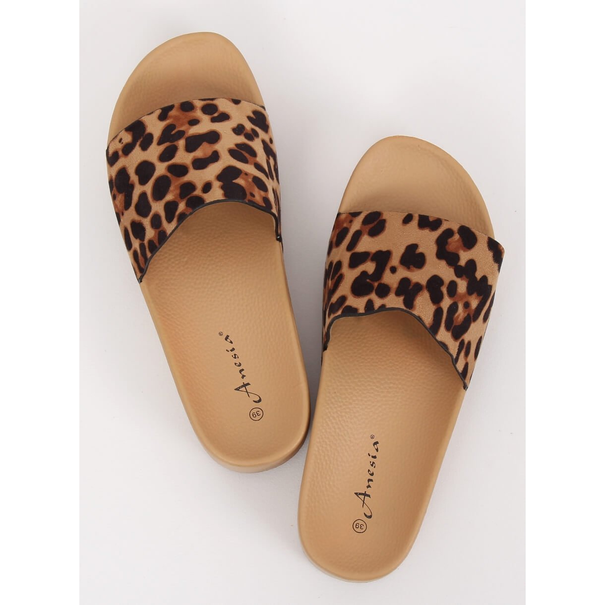 Brown N-32 Leopard high-soled slippers - KeeShoes