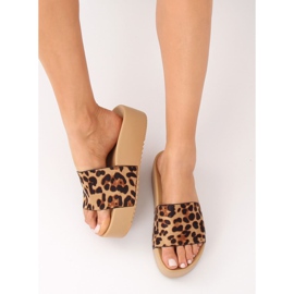 Brown N-32 Leopard high-soled slippers 2