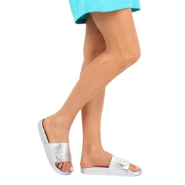 Silver metallic slippers WL169 Silver grey 1