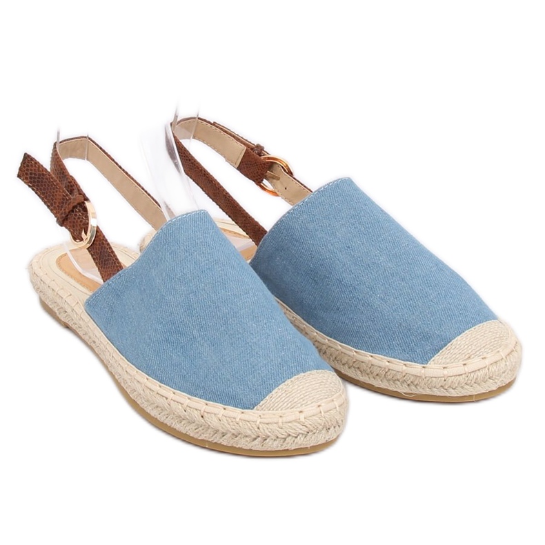 HH-119 BLUE / CAMEL blue espadrilles with open heels 2