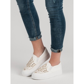 J. Star White Slipons With Rhinestones 1 J. Star White Slipons With Rhinestones 1