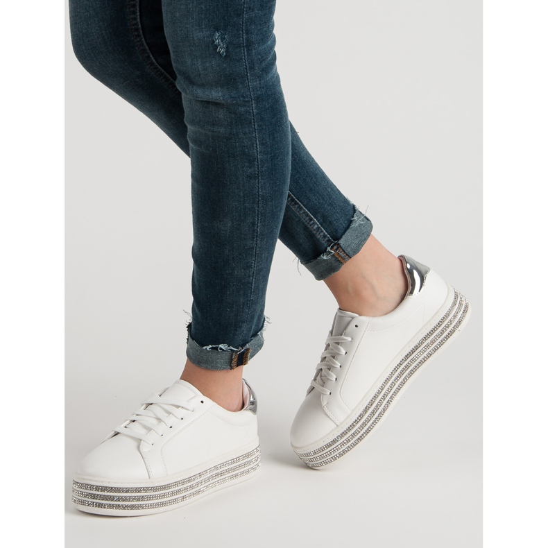 Sports shoes with crystals white 2