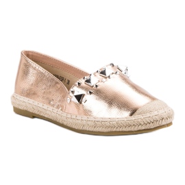 Bestelle Espadrilles With Rose Gold Studs yellow pink 2