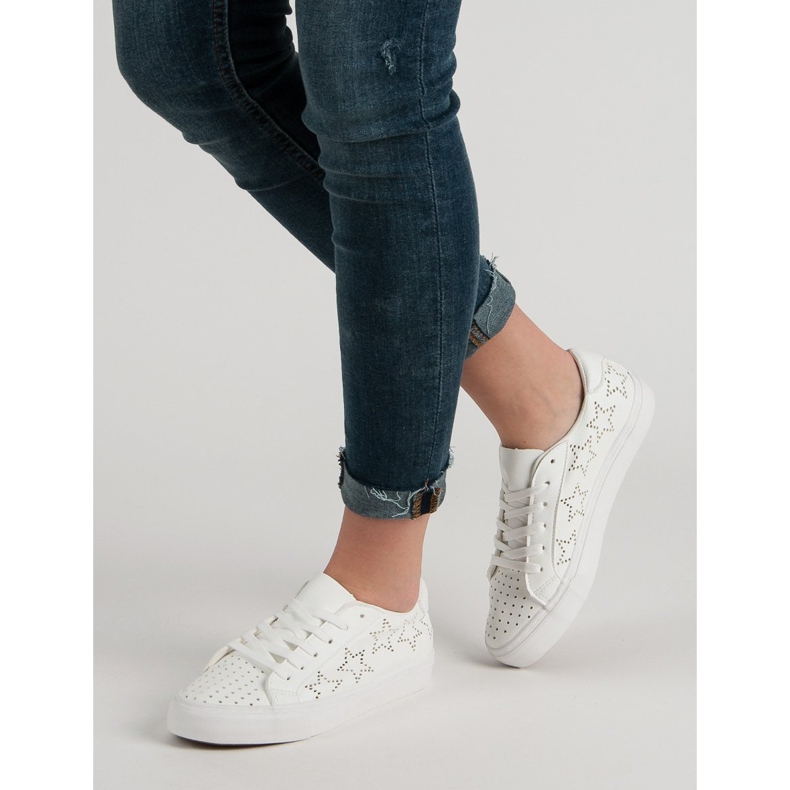 J. Star Openwork Sneakers With Stars white 1