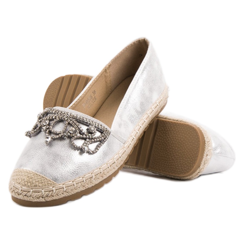 Ideal Shoes Silver Espadrilles With Ornaments grey 2