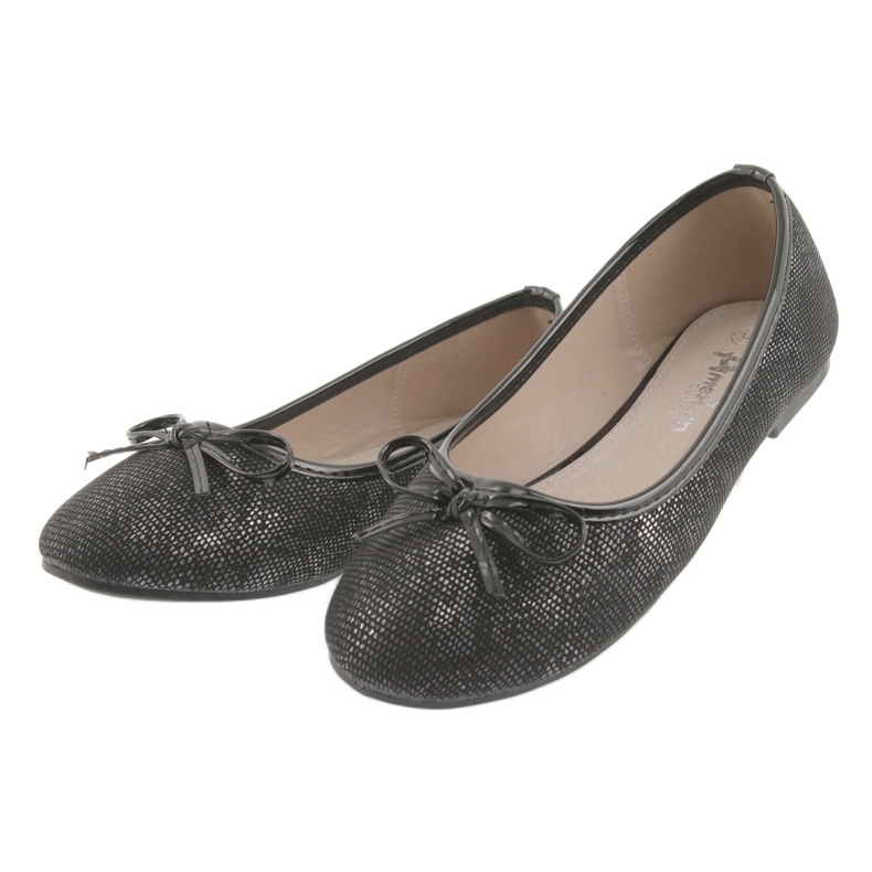 American Club Girls' ballerinas with a bow lu17 black 3