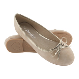 American Club LU17 beige ballerinas for girls golden 4