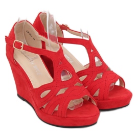Red wedge sandals LM-002 Red 1