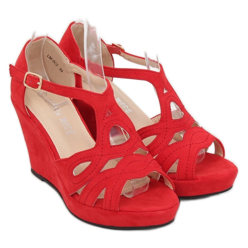 Red wedge sandals LM-002 Red 1