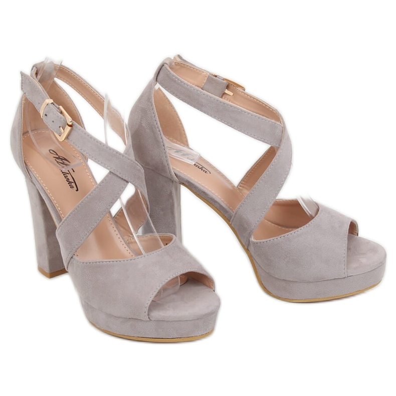 Sandals on the gray platform B-88 Gray grey 1