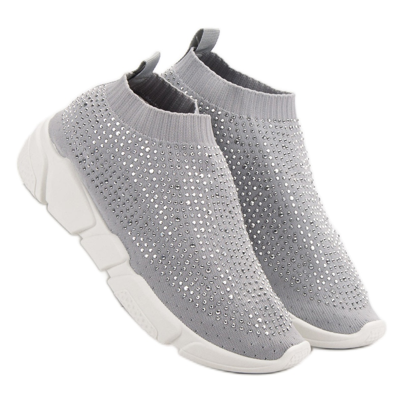 Textile Sport Shoes With Crystals grey 2