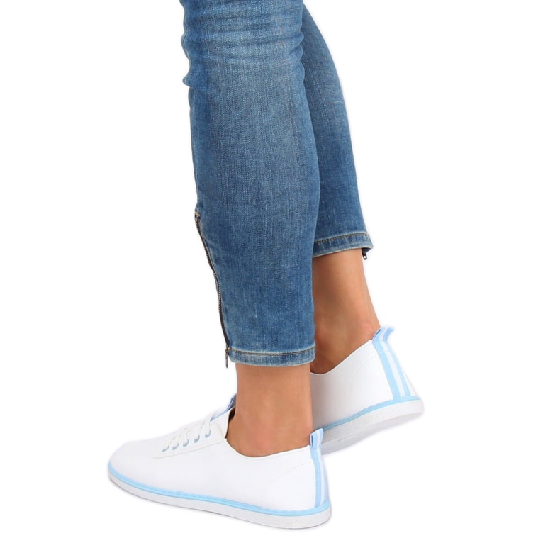 Women's white and blue sneakers XJ-2918 L.BLUE 1