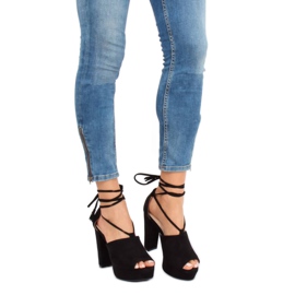 Black LM-058 Black platform sandals 1