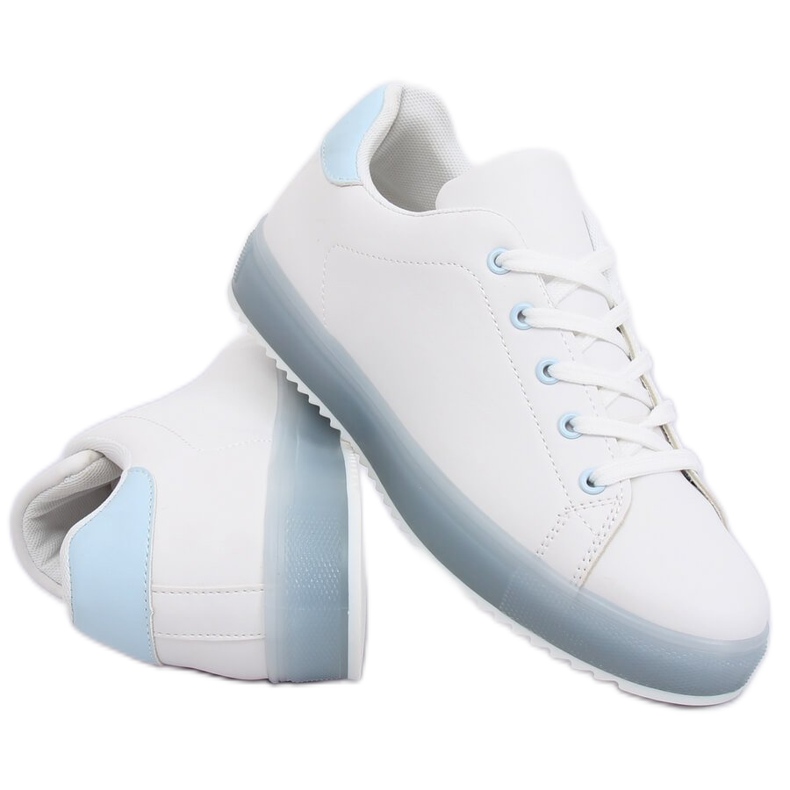 Women's white and blue sneakers 9118 Blue 1